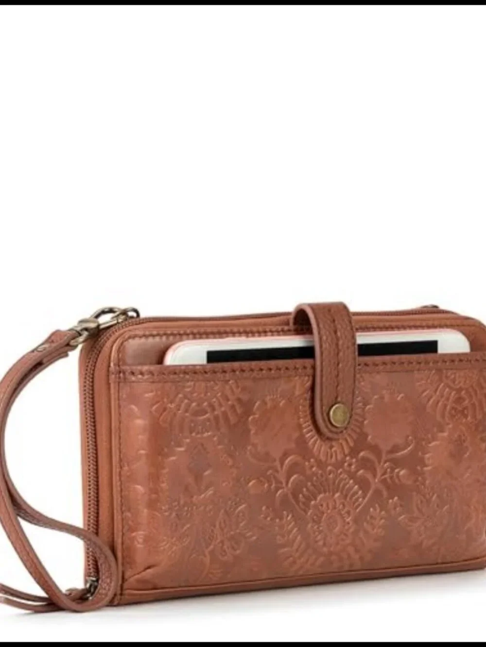 Leather Smartphone Crossbody Wallet Wristlet Convertible